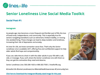 2026 Senior Loneliness Line Social Media Toolkit